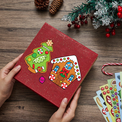 JOYIN 36 Pcs Christmas Make-a-face Sticker Sheets Make Your Own Xmas Cute Stickers with Gingerbread and Tree Sticker Series Design for Kids Party Favor, Art Craft Supplies, Classroom Activities Game