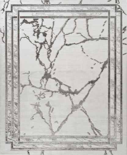 GLORY RUGS Area Rugs Marble 5x7 Cream Silver Border Carpet Elegant Modern Abstract Rug Living Room Dining Bedroom Rug