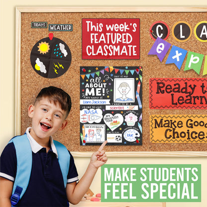 Hadley Designs All About Me Posters for Classroom Must Haves - 20 Star Student Poster, 100 Days of School Items, Star of The Week Poster Elementary Classroom Decor, End of School Year Teacher Supplies