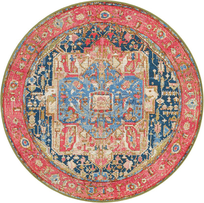 Unique Loom Outdoor Traditional Collection Area Rug - Limon (4' 1" Round Multi/Red)