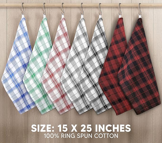 Utopia Towels Red & Black Dish Towels 100% Ring Spun Cotton Highly Absorbent &