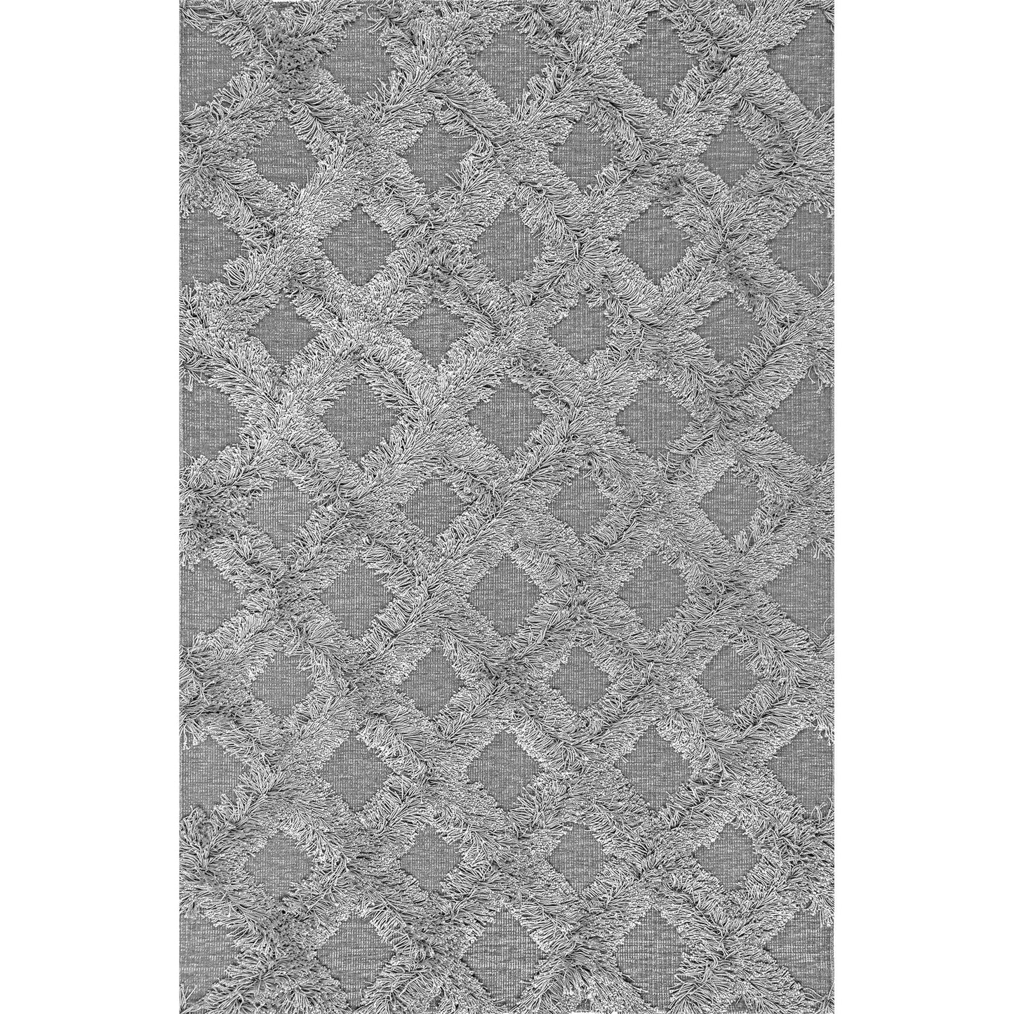 nuLOOM Francene Diamond Trellis Shag Area Rug, 4x6, Silver