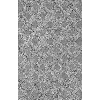 nuLOOM Francene Diamond Trellis Shag Area Rug, 4x6, Silver