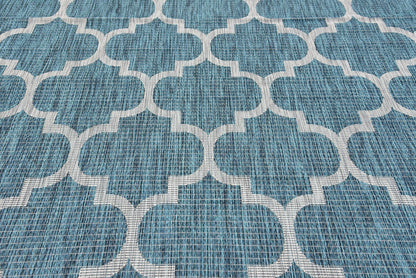 Unique Loom Outdoor Trellis Collection Area Rug (9' x 12' Rectangle, Teal/ Gray)