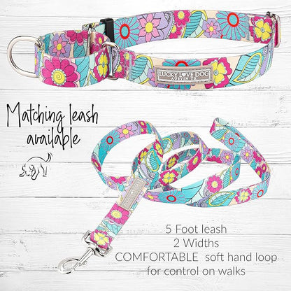 Lucky Love Dog Martingale Collar, Premium No Slip Martingale Collar for Large Dogs, Great for Whippets, Greyhounds, and More (Caroline, Large)