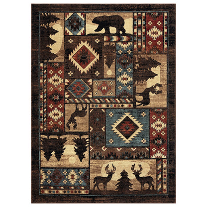 Home Dynamix Buffalo Bear Area Rug, 1'10"x6'10", Brown/ Red, Rectangular
