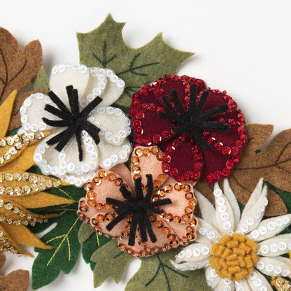 Bucilla 89278E Felt Applique Wreath Kit, 16.5" x 16.5", Floral Fall