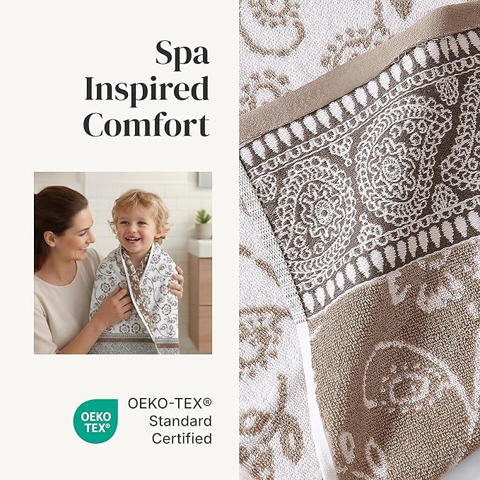 Modern Threads Ophelia 6-Piece 100% Cotton Towel Set – Reversible Yarn Dyed