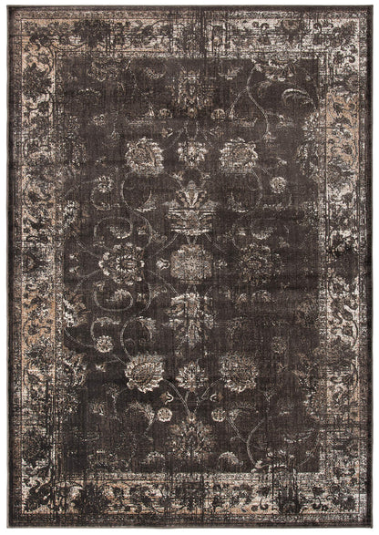 SAFAVIEH Vintage Collection Area Rug - 5'3" x 7'6", Soft Anthracite, Oriental Distressed Viscose Design, Ideal for High Traffic Areas in Living Room, Bedroom (VTG117-330)