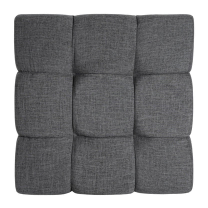 Christopher Knight Home Annette Square Ottoman Footstool with Grid Tufting, Living Room Sofa Ottoman with Wood Frame, Fabric Upholstery Coffee Table, Comfy Seating with Dense Foam Padding, Gray