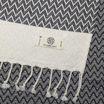 Madamelique Exclusive Hand Towels Set of 2-18 x 40 Inches - Decorative Bathroom Peshtemal Towel for Hand, Face, Hair, Yoga, Tea, Dishcloth, Kitchen and Bath - 100% Pure Cotton (Gray)
