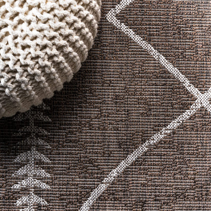 JONATHAN Y Tribal Diamond Trellis Indoor Outdoor Runner Rug 2X10 Brown/Beige, Derya for Backyard, Patio, Porch, Easy-Cleaning, High Traffic, Pet-Friendly, Non-Shedding (SMB129B-210)