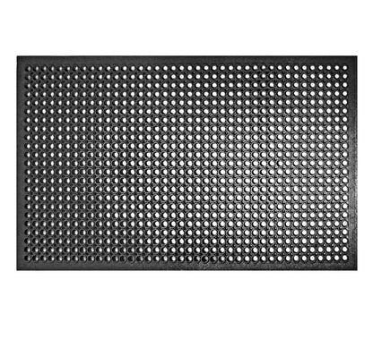 New Star Foodservice 533517 Commercial Grade Grease Resistant Anti-Fatigue Rubber Floor Mat, 36" x 60", Black