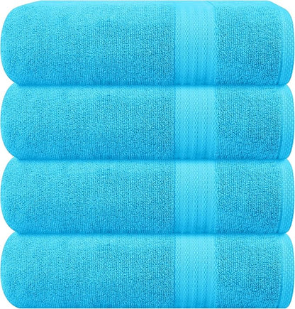GLAMBURG Premium Cotton 4 Pack Bath Towel Set