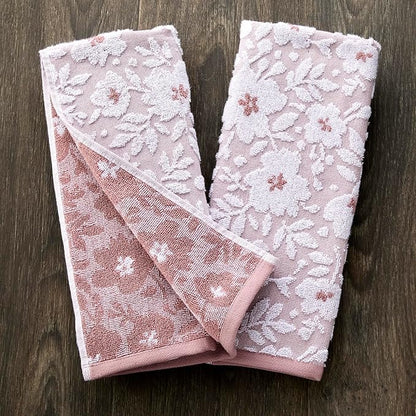 SKL Home Floral Jacquard 100% Cotton 2pc Hand Towel Set, Reversible & Decorative