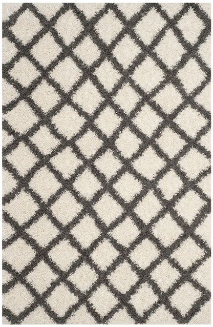SAFAVIEH Dallas Shag Collection Area Rug - 8'6" x 12', Ivory & Dark Grey, Trellis Design, Non-Shedding & Easy Care, 1.5-inch Thick Ideal for High Traffic Areas in Living Room, Bedroom (SGDS258H)