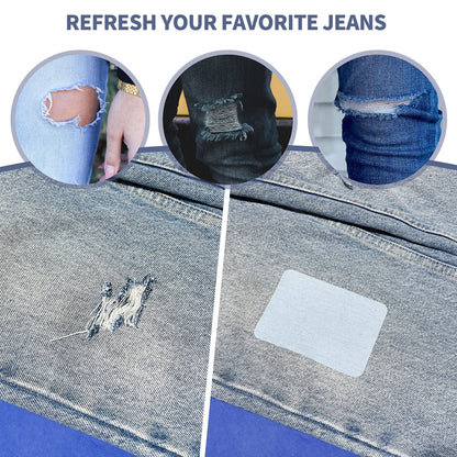 KING MOUNTAIN Iron-on Repair Patch,3"x60"100% Cotton Denim Iron-on Repair Patch, Jeans and Clothing Repair and Decoration Kit (Black)