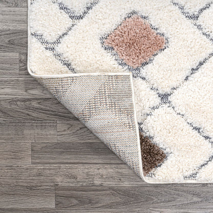 JONATHAN Y Trellis High-Low Multi/Cream Indoor Area Rug 4X6 ft, Astrid Retro for Living Room, Bedroom, Kitchen, Office, Easy-Cleaning, High Traffic, Pet-Friendly, Non-Shedding SNT103A-4