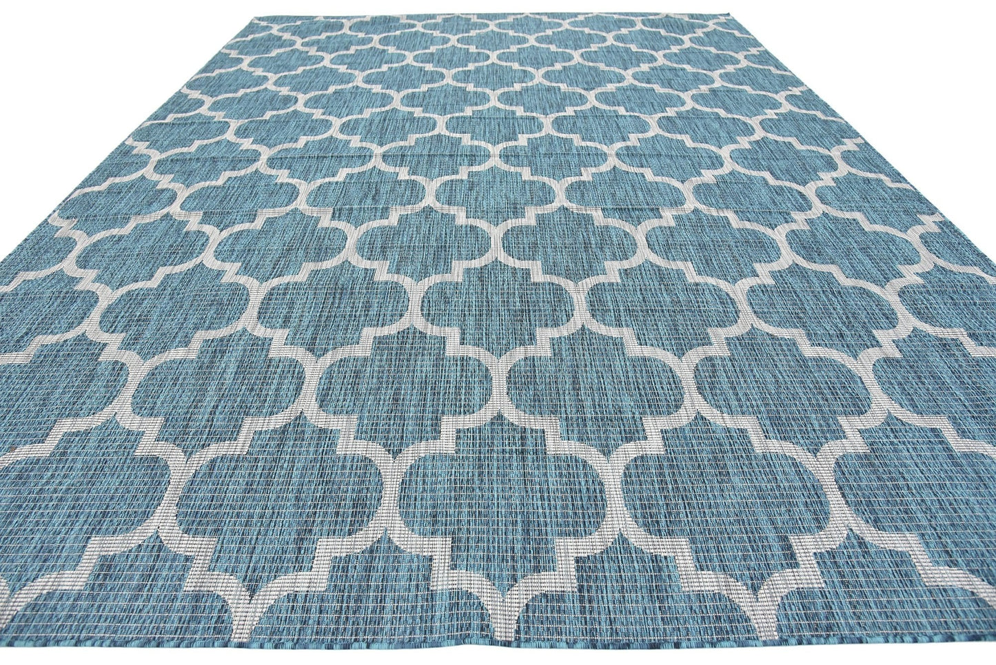 Unique Loom Outdoor Trellis Collection Area Rug (9' x 12' Rectangle, Teal/ Gray)