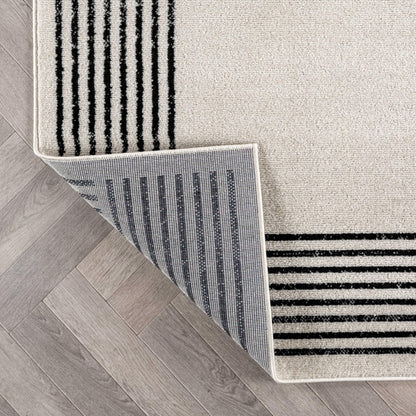 Rugshop Modern Minimal Bordered Indoor Area Rug for Living Room,Bedroom,Kitchen Rug Low Pile Rug with Jute Backing 5' x 7' Cream