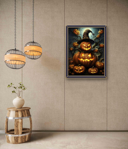 Leczany Cross Stitch Stamped Kit for Beginner - Halloween Pumpkin | DIY Embroidery Starter Patterns Craft Kit Needlepoint for Adults | 11CT, 3 Strands | 13x16.9 inches