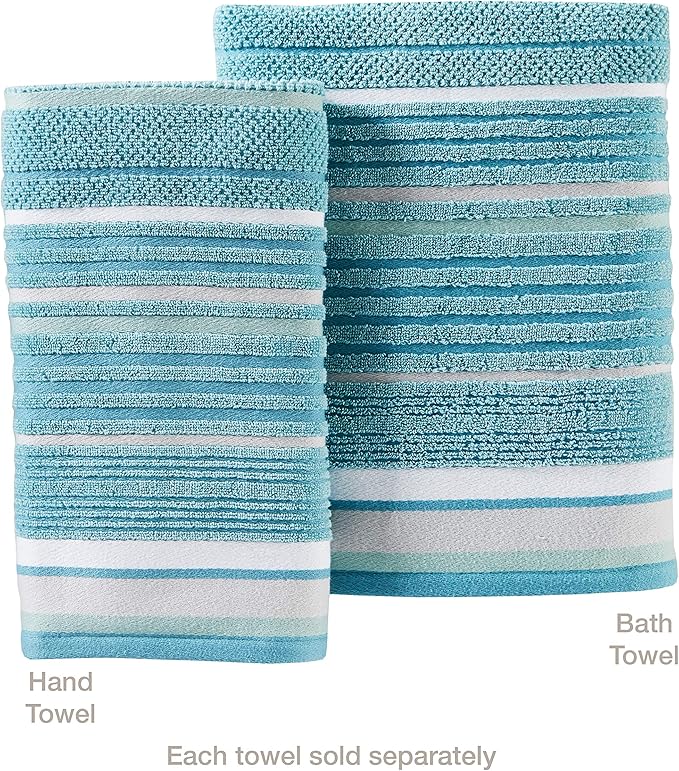 SKL Home Seabrook Stripe 100% Cotton Premium 2-Piece Hand Towel Set, 550 GSM