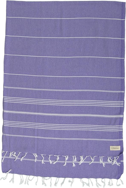 Bersuse Towels Anatolia XL Beach Blanket Throw Blanket Turkish Towel 100% Cotton Extra-Large Quick-Dry Lightweight Premium Peshtemal Towel - 61x82 Inches, Dark Purple