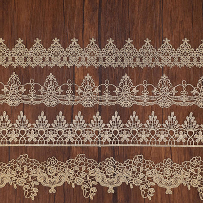 Gold Lace Trim 4 Style Each 2Yards Gold Lace Ribbon Metallic Crafts Lace Floral Embroidery Trim for Home Decoration Garments Accessories AIETSYEI