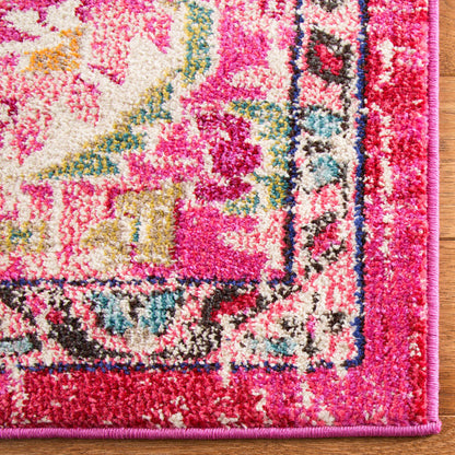 SAFAVIEH Monaco Collection Area Rug - 5'1" x 7'7", Pink & Multi, Non-Shedding & Easy to Clean, Distressed Medallion Design, Ideal for Living Room, Bedroom, Dining Space (MNC243D)