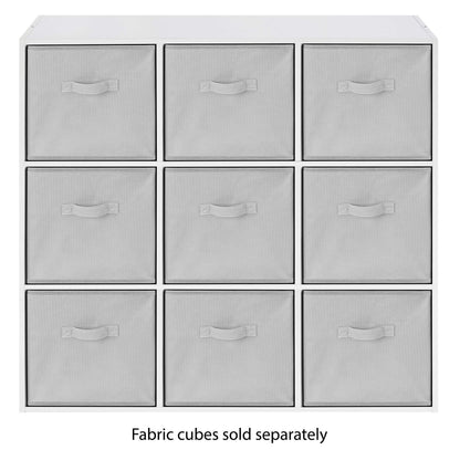 Whitmor 9 Cube Storage Organizer, 3 Tier Stackable MDF Bookcase, Open Storage Display Bookshelf, Storage Cabinet for Living Room, Bedroom, Home, Office, 35.5" L x 11.7" W x 35.5" H, White