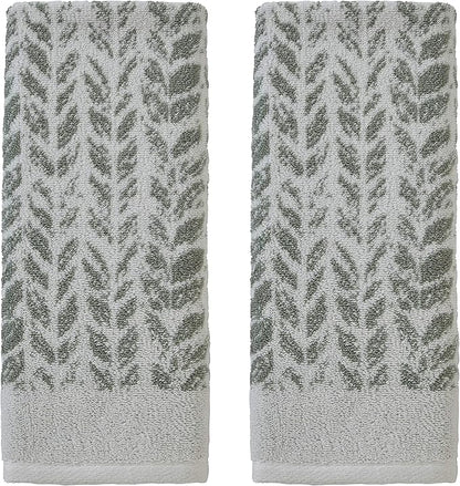 SKL Home Distressed Leaves 100% Turkish Cotton Premium 2-Piece Hand Towel Set
