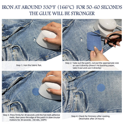KING MOUNTAIN Iron-on Repair Patch,3"x60"100% Cotton Denim Iron-on Repair Patch, Jeans and Clothing Repair and Decoration Kit (Blue)