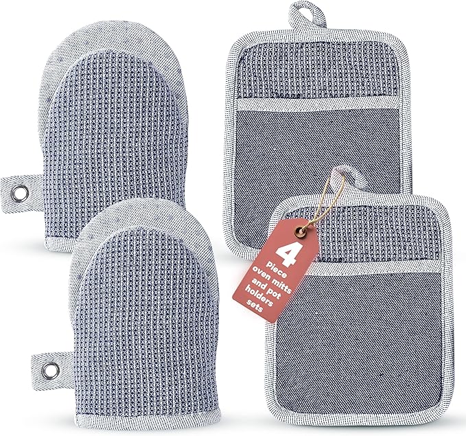 Casa Platino Silicone Oven Mitts & Potholders, 4-Piece – Pot Holders and Oven