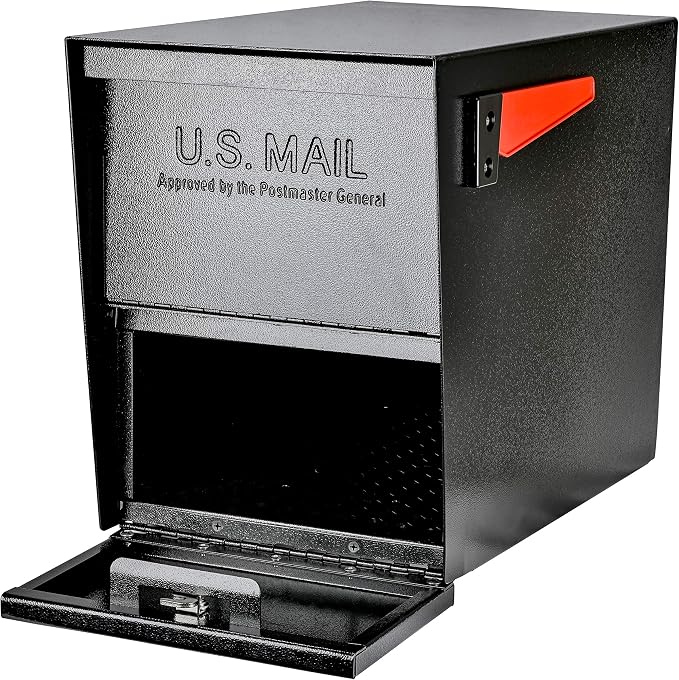 Mail Boss 7206 Package Master Curbside Locking Security Mailbox | Black,Medium