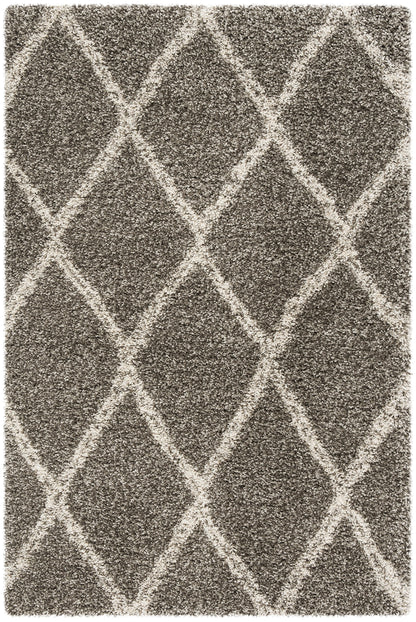 SAFAVIEH Hudson Shag Collection Accent Rug - 3' x 5', Grey & Ivory, Trellis Design, Non-Shedding & Easy Care, 2-inch Thick Ideal for High Traffic Areas in Entryway, Living Room, Bedroom (SGH329B)