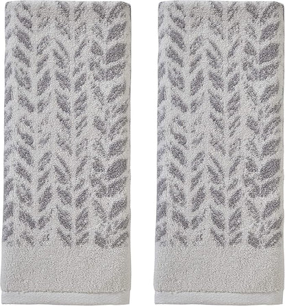SKL Home Distressed Leaves 100% Turkish Cotton Premium 2-Piece Hand Towel Set