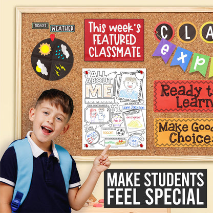 Hadley Designs All About Me Posters for Classroom Must Haves - 20 Star Student Poster, 100 Days of School Items, Star of The Week Poster Elementary Classroom Decor, End of School Year Teacher Supplies