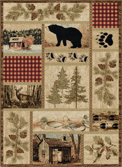 Rustic Lodge Forest Cabin Area Rug, 5'3x7'3