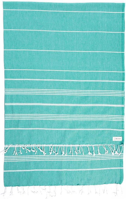Bersuse Towels Anatolia XL Beach Blanket Throw Blanket Turkish Towel 100% Cotton Extra-Large Quick-Dry Lightweight Premium Peshtemal Towel - 61x82 Inches, Teal (Set of 6)