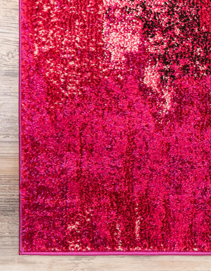 Unique Loom Jardin Collection Colorful, Vibrant, Abstract Watercolor Area Rug (6' 0 x 9' 0 Rectangular, Pink/ Red)