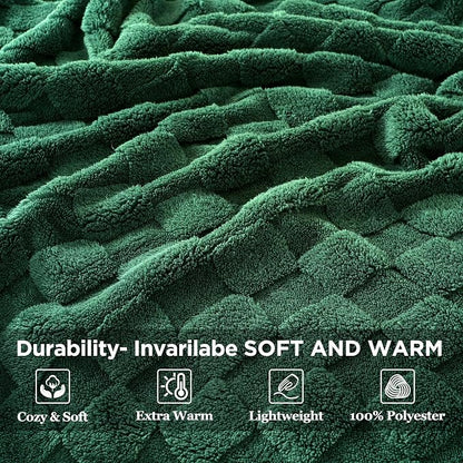Zyrah Super Soft Throws for Couch Fleece Throw Blanket Lightweight Decorative Fuzzy Cozy Blankets for Sofa Chair Bed (B-Dark Green, Twin(60"x80"))