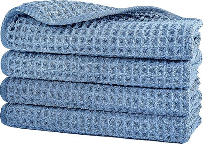 POLYTE 430 GSM Microfiber Lint Free Washcloth Face Towel, 13 x 13 in, 4 Pack