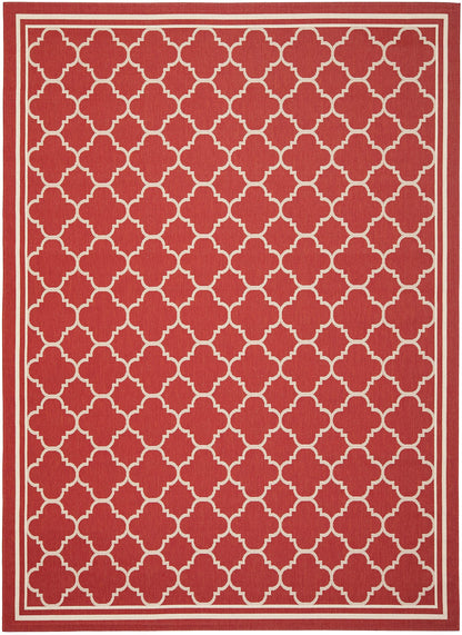 SAFAVIEH Courtyard Collection 6'7" x 9'6" Red/Bone CY6918 Trellis Indoor/ Outdoor Splashproof Easy Scrubbing Patio Backyard Mudroom Area Rug