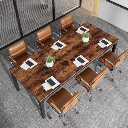 Tribesigns 6.5 FT Conference Room Table, 78.74" W x 27.56" D Large Office Conference Table, Modern Seminar Meeting Table Desk for Boardroom, Meeting Room (1, Rustic Brown)