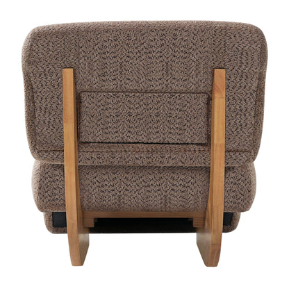 Christopher Knight Home Cubis Low Profile Accent Chair, Modern Living Room Armless Lounge Chair, Boucle Upholstered Reading Chair, Wooden Frame and Thick Padded Seat, Brown