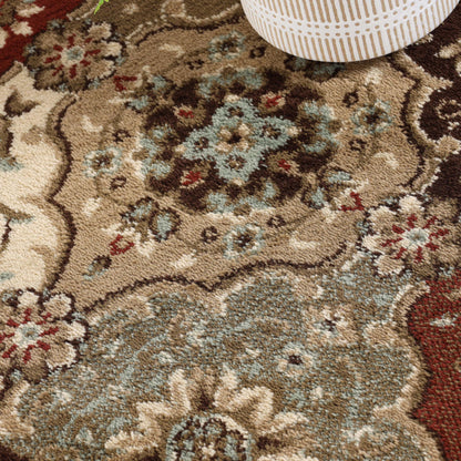 Superior Indoor Runner Rug, Traditional Floral Classic Floor Decor for Bedroom, Entryway, Hallway, Office, Living/Dining, Plush Carpet Cover, Palmyra Collection, 2' 7" x 6', Chocolate