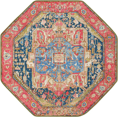 Unique Loom Outdoor Traditional Collection Area Rug - Limon (4' 1" Octagon Multi/Red)