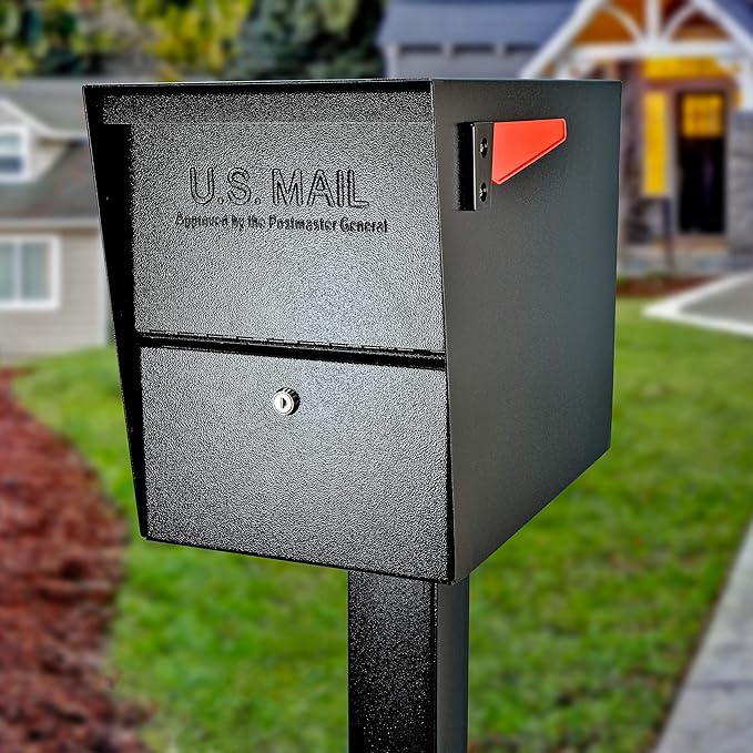 Mail Boss 7206 Package Master Curbside Locking Security Mailbox | Black,Medium
