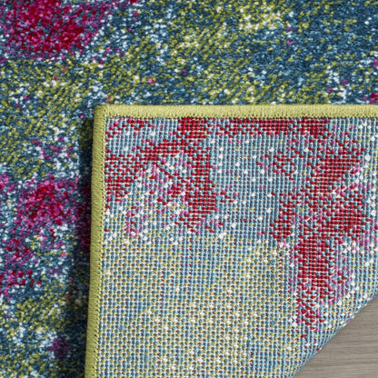 SAFAVIEH Watercolor Collection Area Rug - 6'7" x 9', Green & Fuchsia, Colorful Boho Abstract Design, Non-Shedding & Easy Care, Ideal for High Traffic Areas in Living Room, Bedroom (WTC697C)