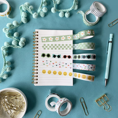 Washi Tape Set of 16 Rolls of 15 mm Wide Cute Decorative Washi Tape for Journaling, Scrapbook, Washy Crafts, Bullet Journals, Planners, DIY Décor, Craft Supplies For Adults & Kids (Splash)
